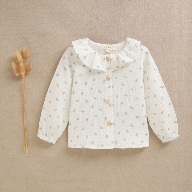 Blusa bebé niña blanca con estampado flores