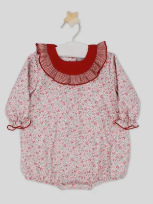 Pelele florecitas rojo
