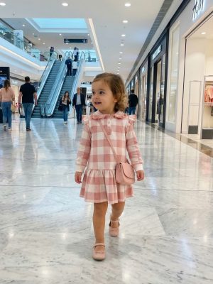 Vestido vichy rosa bebé