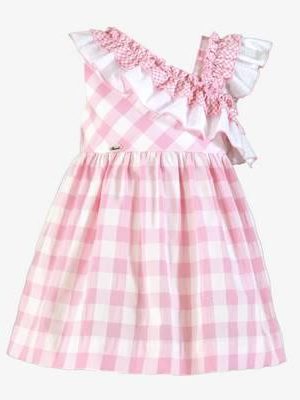 Vestido niña cuadros rosa