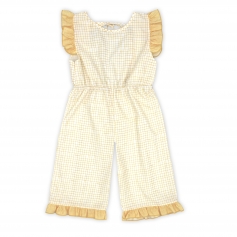 Mono niña cuadritos mostaza