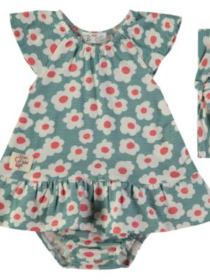 Vestido flores con braguita y diadema