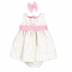 Vestido  lazo y braguita  florecitas rosas